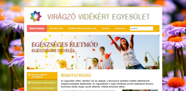 A Virágzó Vidékért Egyesület weboldala